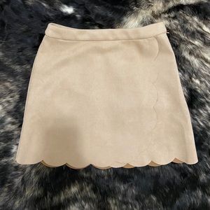 Vici tan suede scalloped skirt